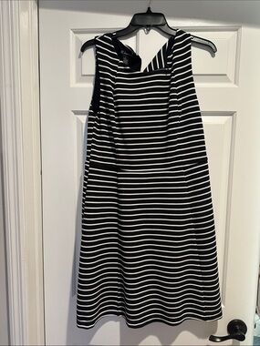 INC International Concepts Black and White Striped Midi Dress